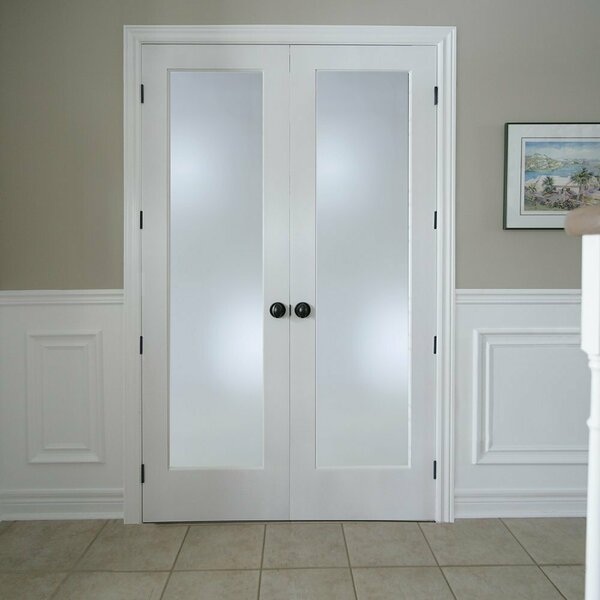 Codel Doors 36" x 96" x 1-3/8" Primed 1-Lite with Clear Tempered Glass Interior French 4-9/16" RH Prehung Door 3080pri1501NPCLETRH26D4916